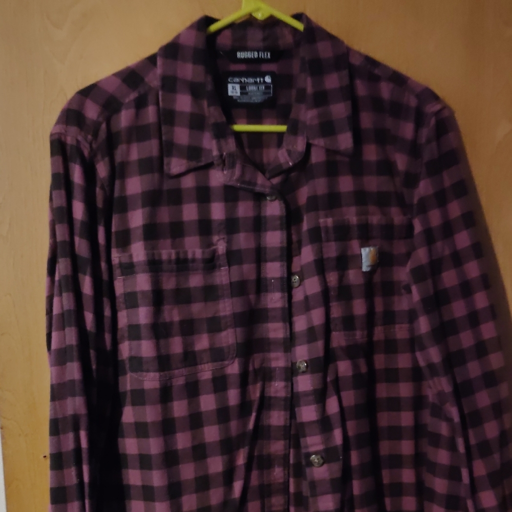 Carhartt Rugged Flex Checkered Shirt in Black and Purple